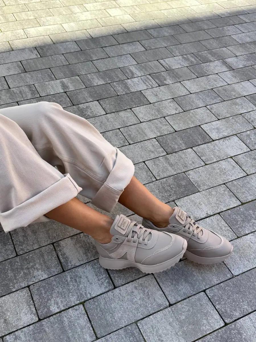 Кроссовки женские кожаные с вставками замши р. 36 Латте (2800/36)