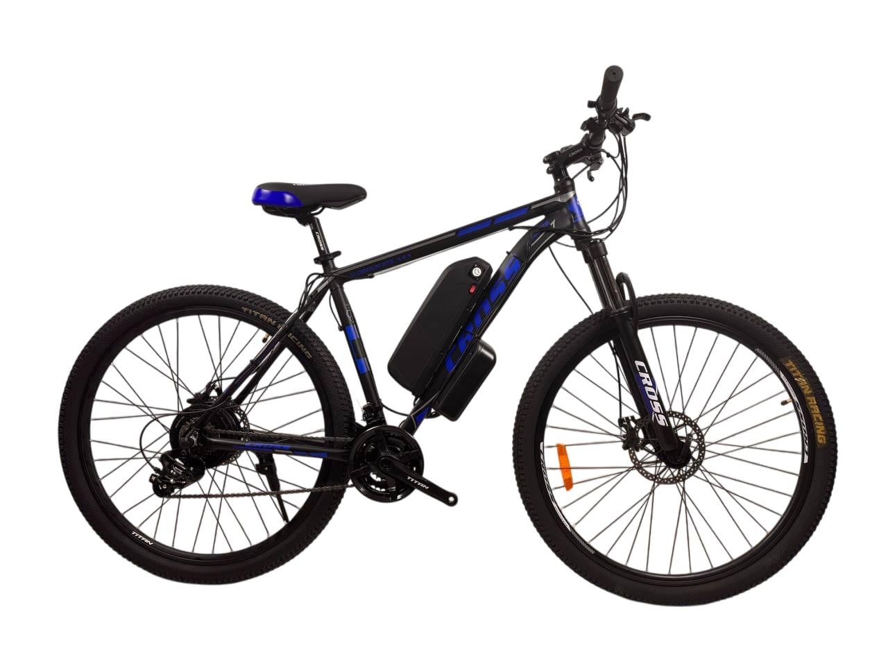 Электровелосипед Cross Hunter 29" 20"/FX-15R задний 500 W 48 V10 Ah с дисплеем Черно-синий