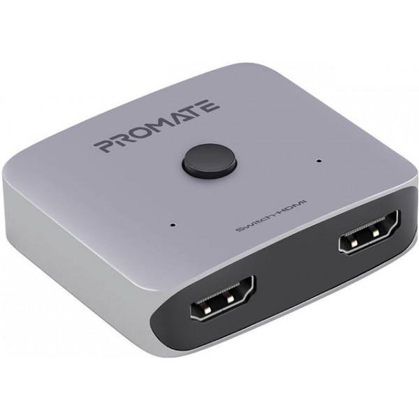 Світч двонаправлений Promate Switch-HDMI 4K 60Hz Silver