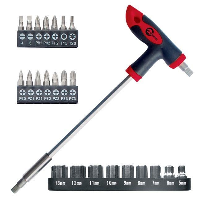 Викрутка Intertool HT-0422 Т-подібна з комплектом насадок 25 од.