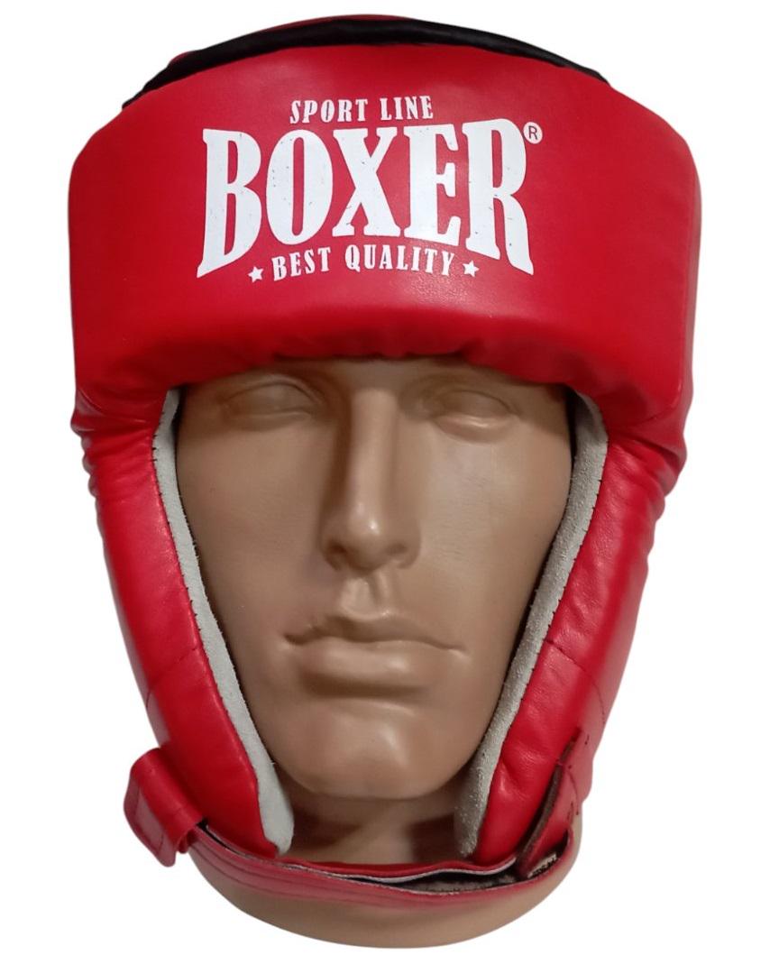 Боксерский шлем BOXER 2032-NК ФБУ NEW открытый турнирный с усиленной верхушкой кожа KPC 1 мм L Красный (8585053828693)
