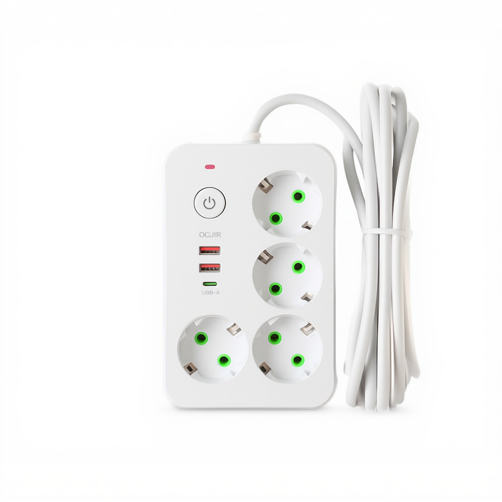 Сетевой фильтр-удлинитель 4 розетки 2xUSB-A 1xUSB-C 3 м Белый (HP-5-45)