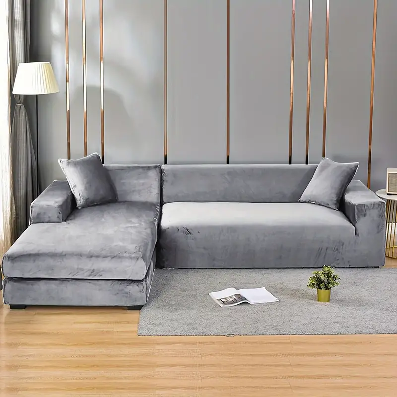 Чехол для углового дивана Slavich Велюр 2 плюс 3 Серый (24210049)