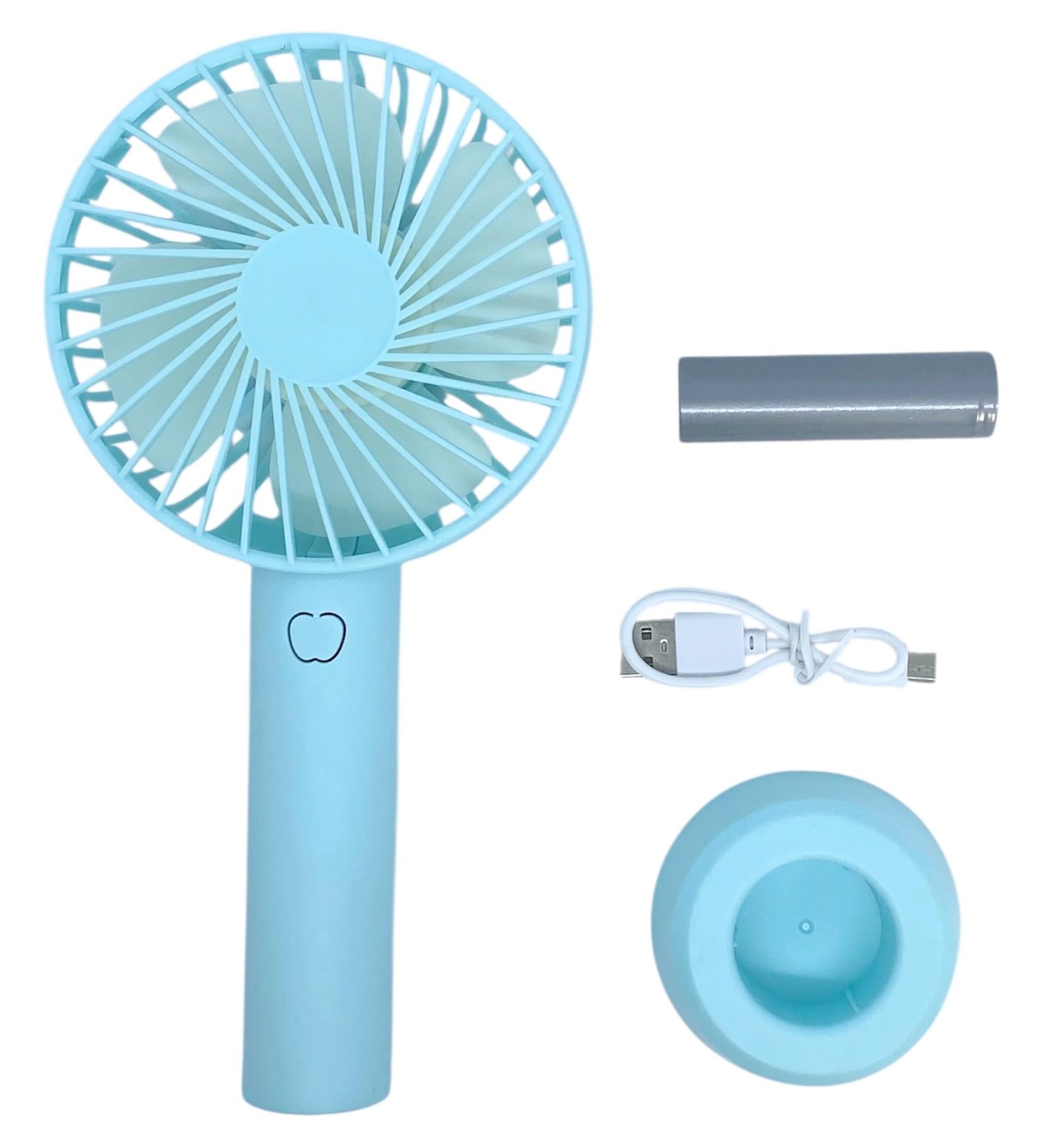 Вентилятор на аккумуляторе ручной с подставкой портативный зарядка от USВ 3 режима Голубой Вентилятор на аккумуляторе ручной с подставкой портативный зарядка от USВ 3 режима Голубой