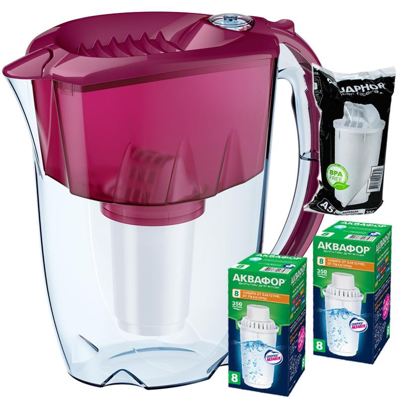 Фильтр-кувшин Аквафор Престиж А5 два модуля В8 Вишневый (1786421529)