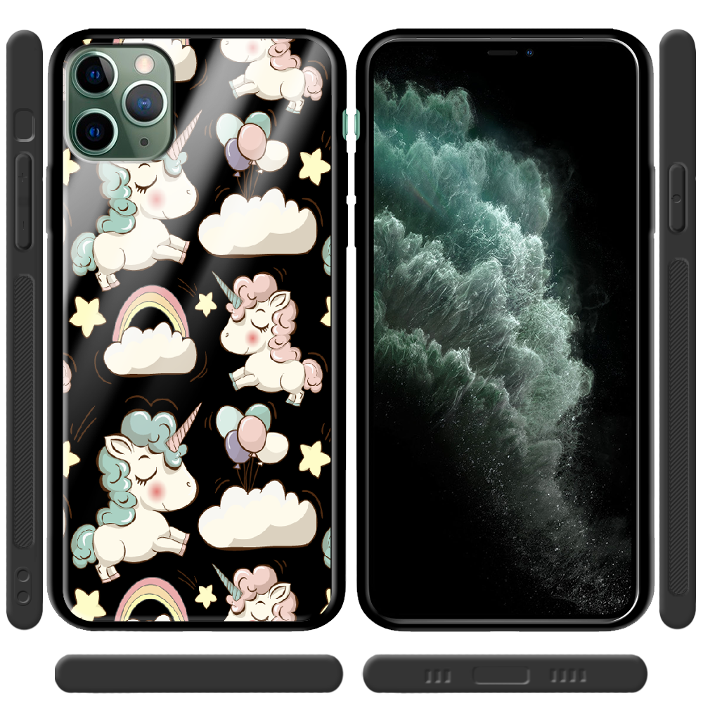 Чохол Boxface iPhone 11 Pro Max Unicorns Чорний силікон зі склом (38194-cc2-38347) - фото 2