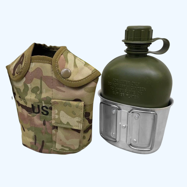 Фляга армейская с чехлом и котелком 1 л (12401974)