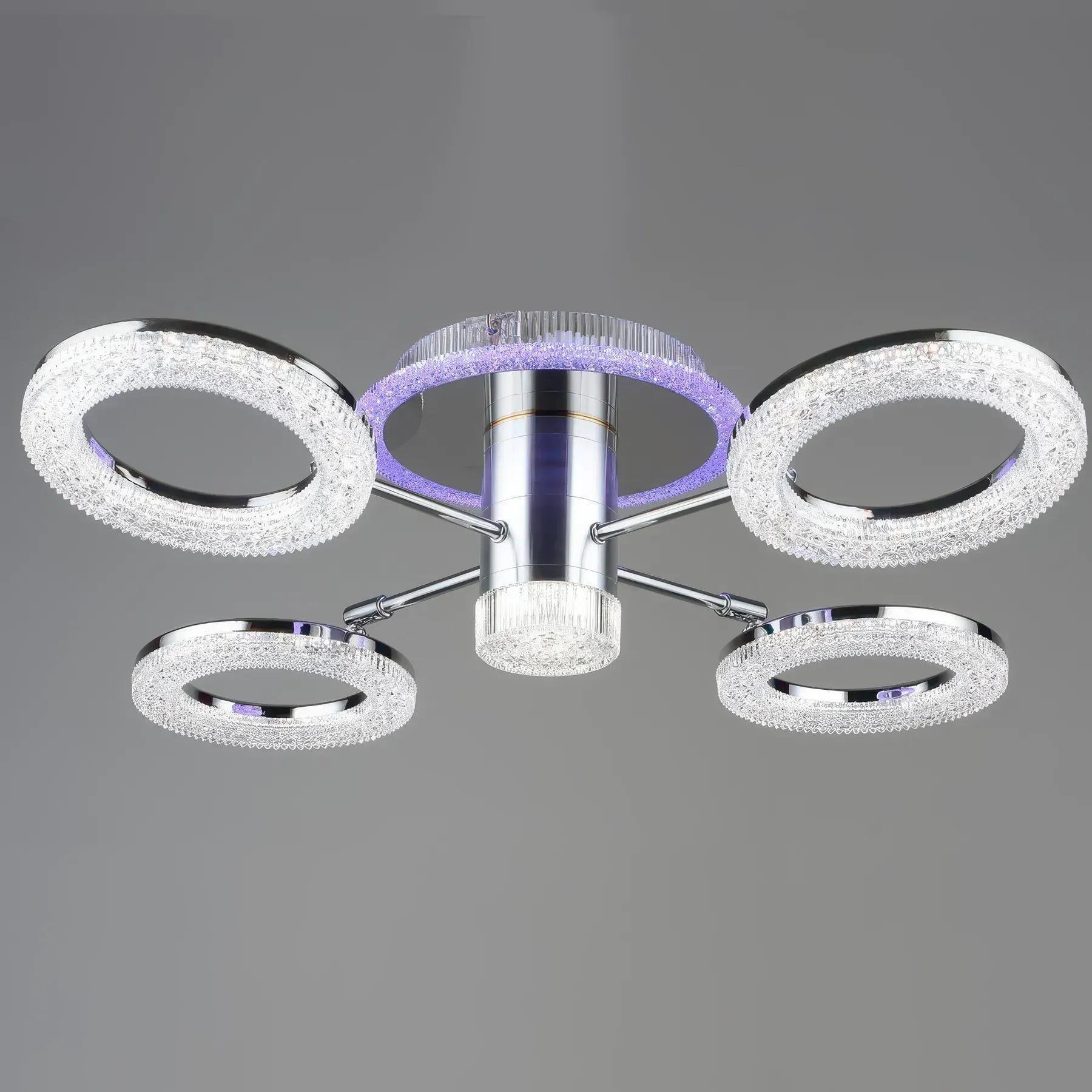 LED-люстра потолочная Sirius с круглыми плафонами 3000/6500К IP20 B YH1004/4 CH 56W Хром (28689639)