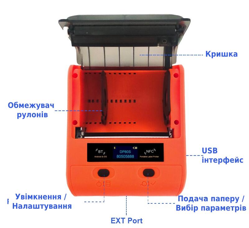 Принтер етикеток UKRMARK AT20EW USB/Bluetooth рулони для етикеток/чеків друкує на термопапері та полімерних етикетках 30-80 мм (900417) - фото 5