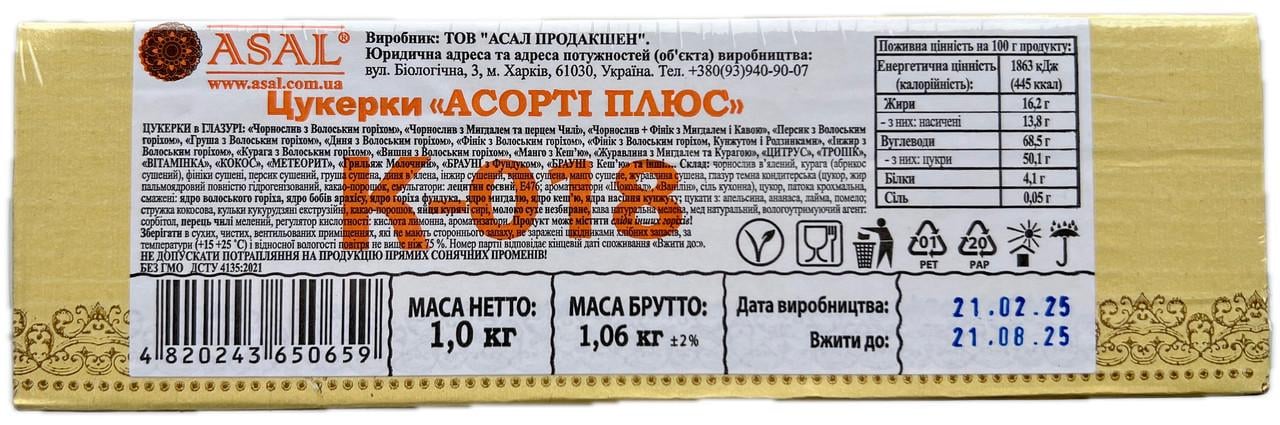 Конфеты с орехами и сухофруктами Ассорти плюс Asal 1 кг - фото 2 Конфеты с орехами и сухофруктами Ассорти плюс Asal 1 кг - фото 2