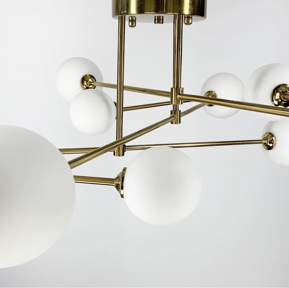 Люстра стельова з вигнутими ріжками на 9 ламп Латунь (YQ 317/9 AB) - фото 2