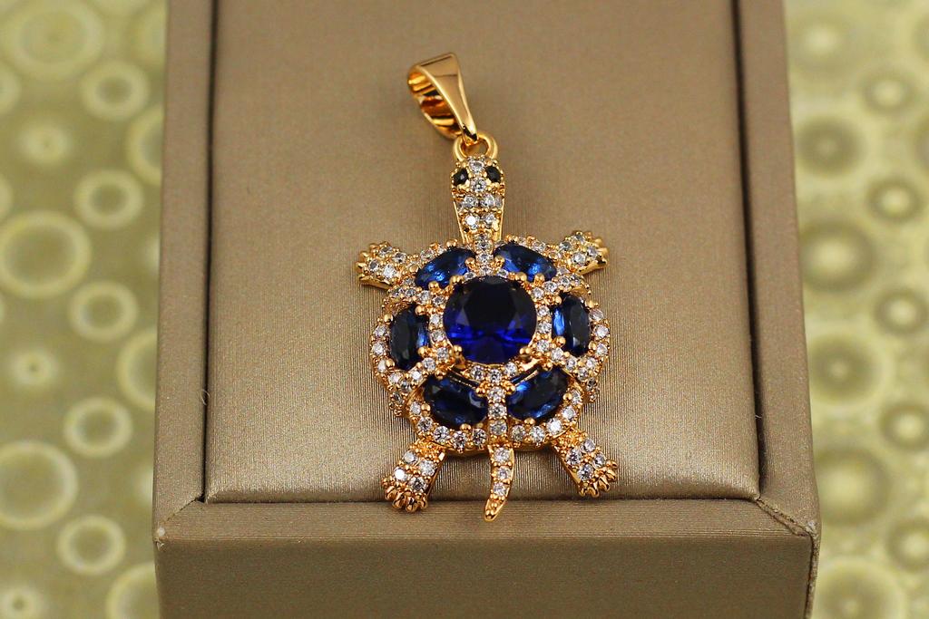 Кулон Xuping Jewelry раковина с синим камнем 3,2 см Золотистый (31559239)