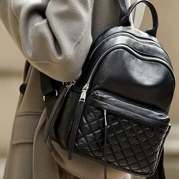 Рюкзак городской женский кожаный 35x26x17 см Черный (49334)