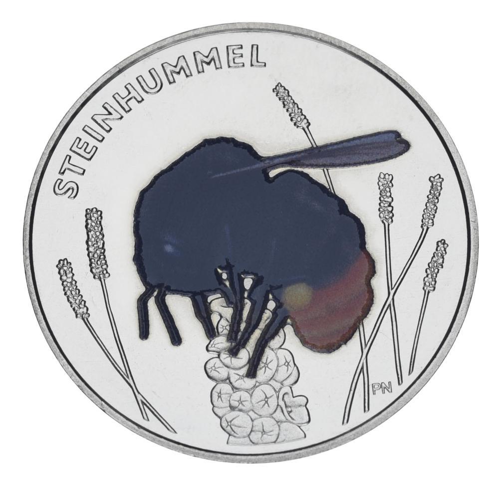 Коллекционная монета Германия 5 евро 2024 UNC Насекомое-Каменный шмель (М20734)