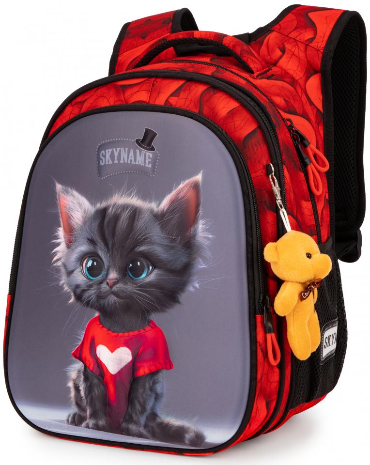 Школьный рюкзак для девочки Winner One SkyName котенок 1-7 класса 6-13 лет Красный (R1-068)