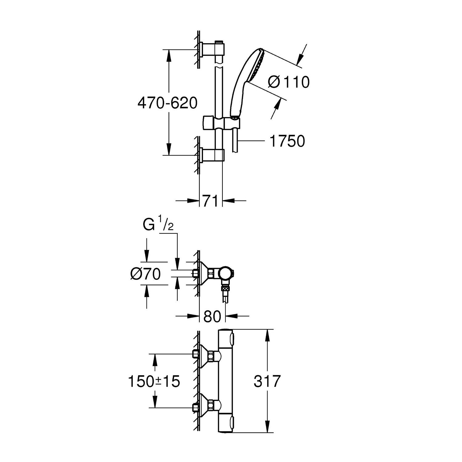 Змішувач для душу Grohe QuickFix Precision Flow 34800001 CV033241 з термостатом Хром (214241) - фото 2