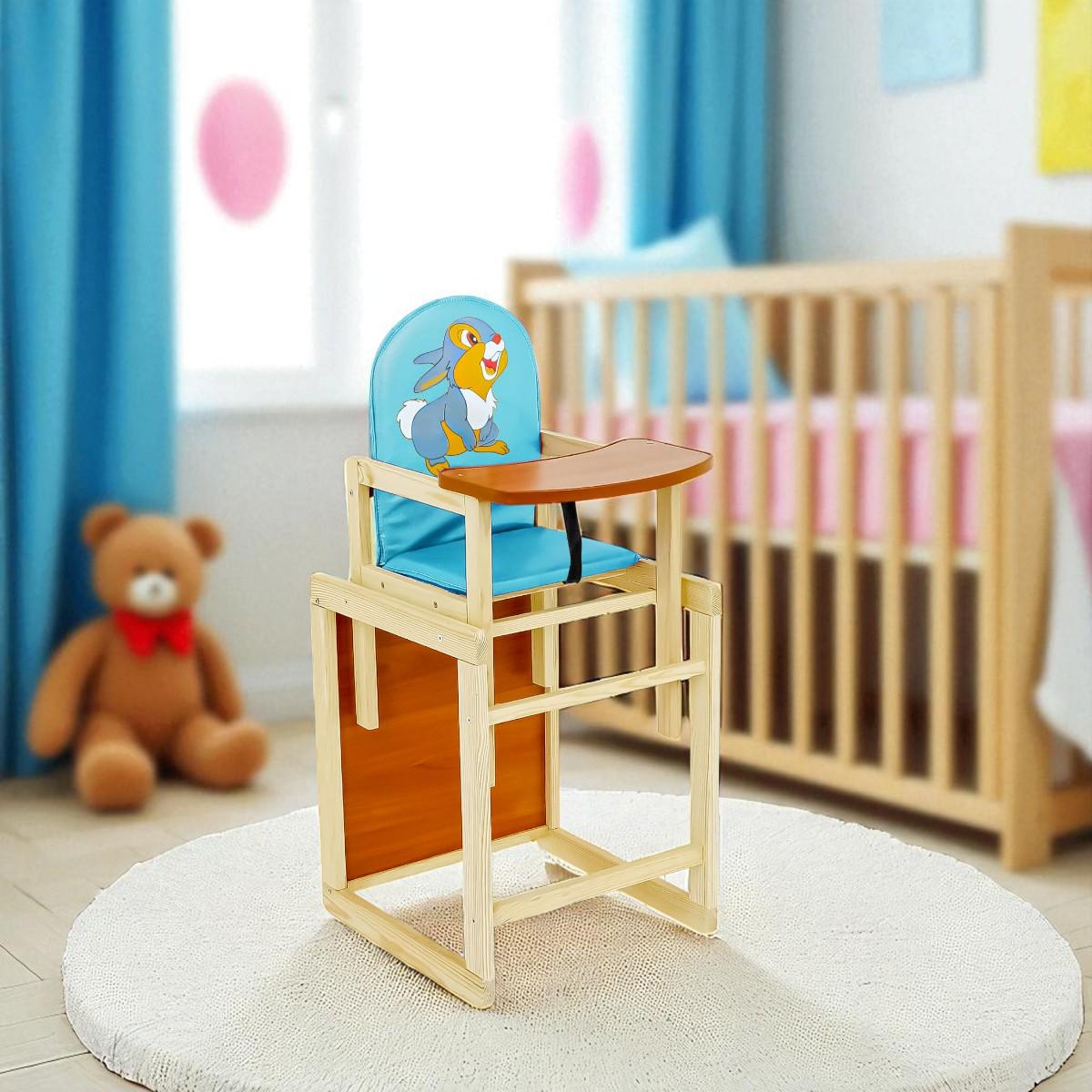 Стульчик для кормления Мася Серый зайчик Голубой (№2051) - фото 3 Стульчик для кормления Мася Серый зайчик Голубой (№2051) - фото 3