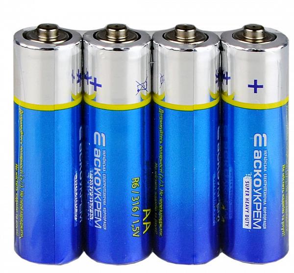 Батарейка сольова АСКО-УКРЕМ AA/R6/SP4 (29924457) - фото 2 Батарейка сольова АСКО-УКРЕМ AA/R6/SP4 (29924457) - фото 2