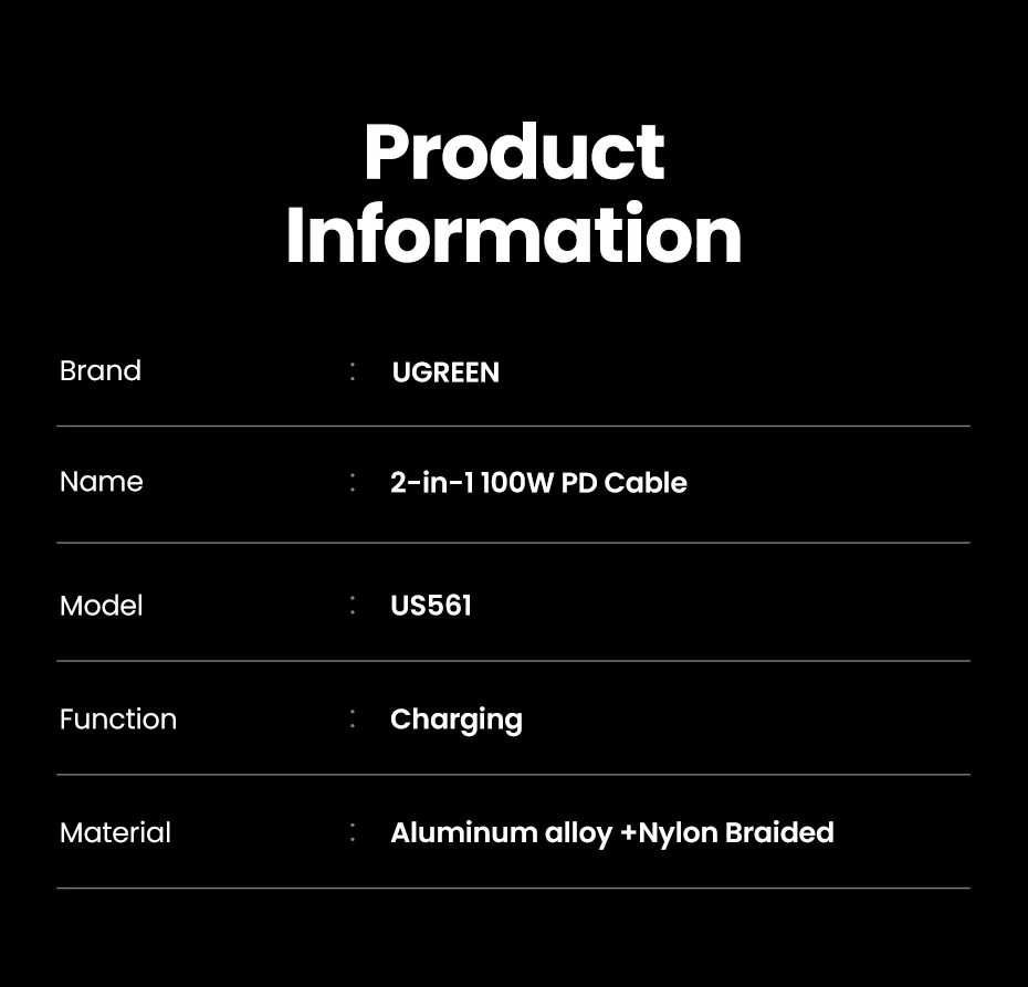 Кабель UGREEN US561 PD 100W 5A USB-C to 2хUSB-C для швидкого заряджання 1,5 м Grey (35087) - фото 13 Кабель UGREEN US561 PD 100W 5A USB-C to 2хUSB-C для швидкого заряджання 1,5 м Grey (35087) - фото 13