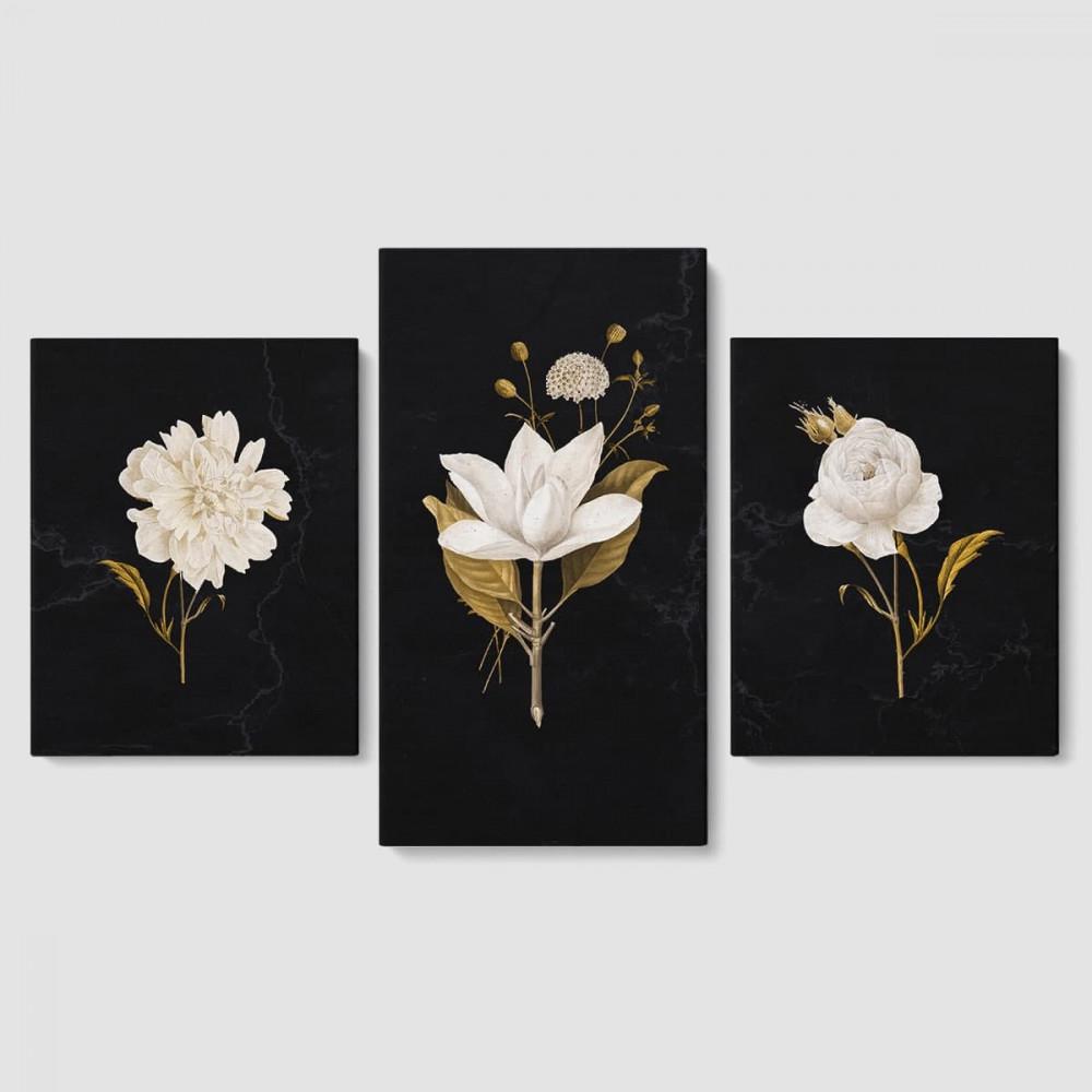 Модульная картина из трех частей Malevich Store White Flowers 96x60 см (MK322021)