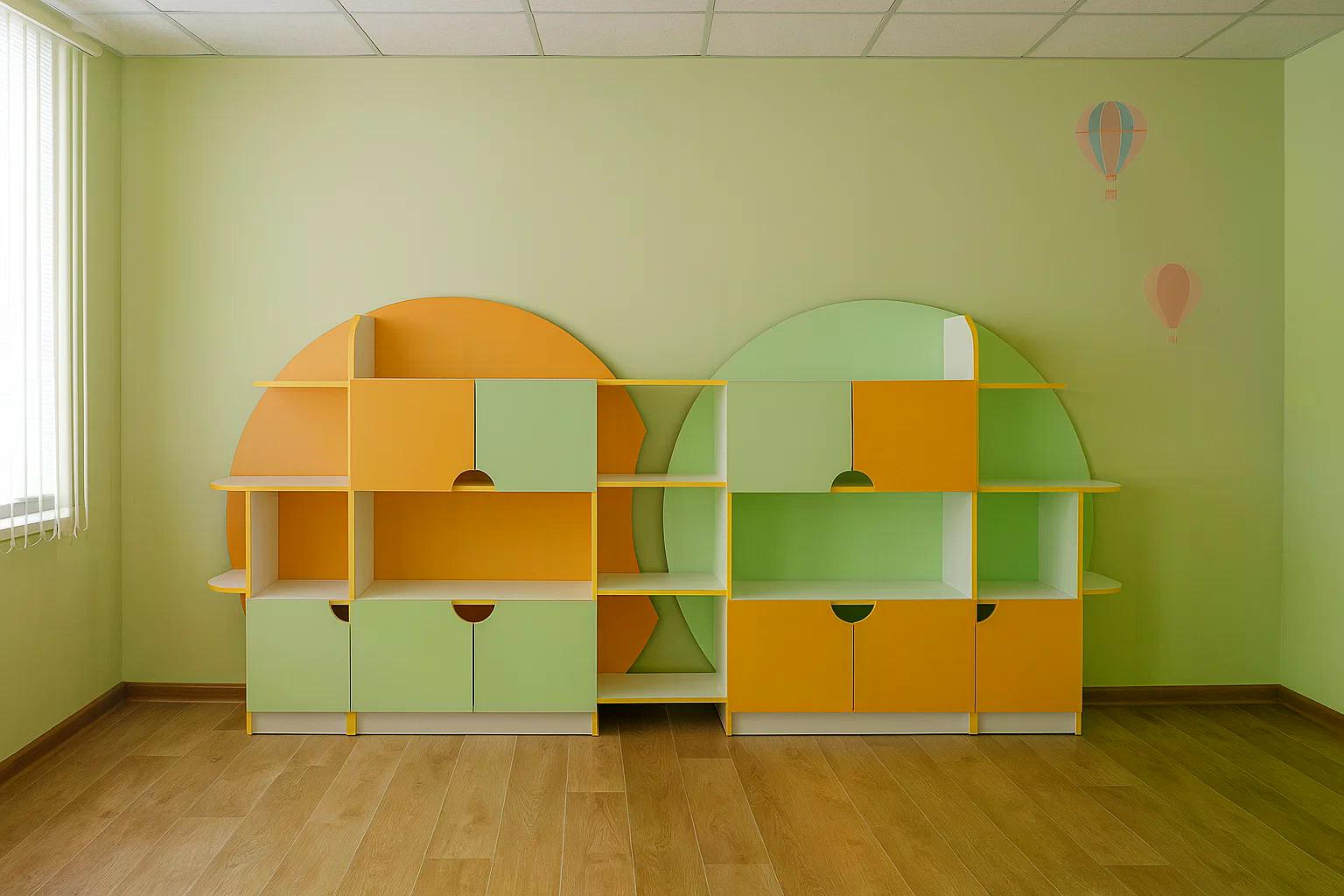 Детская стенка для игрушек Сфера Green Water/Orange