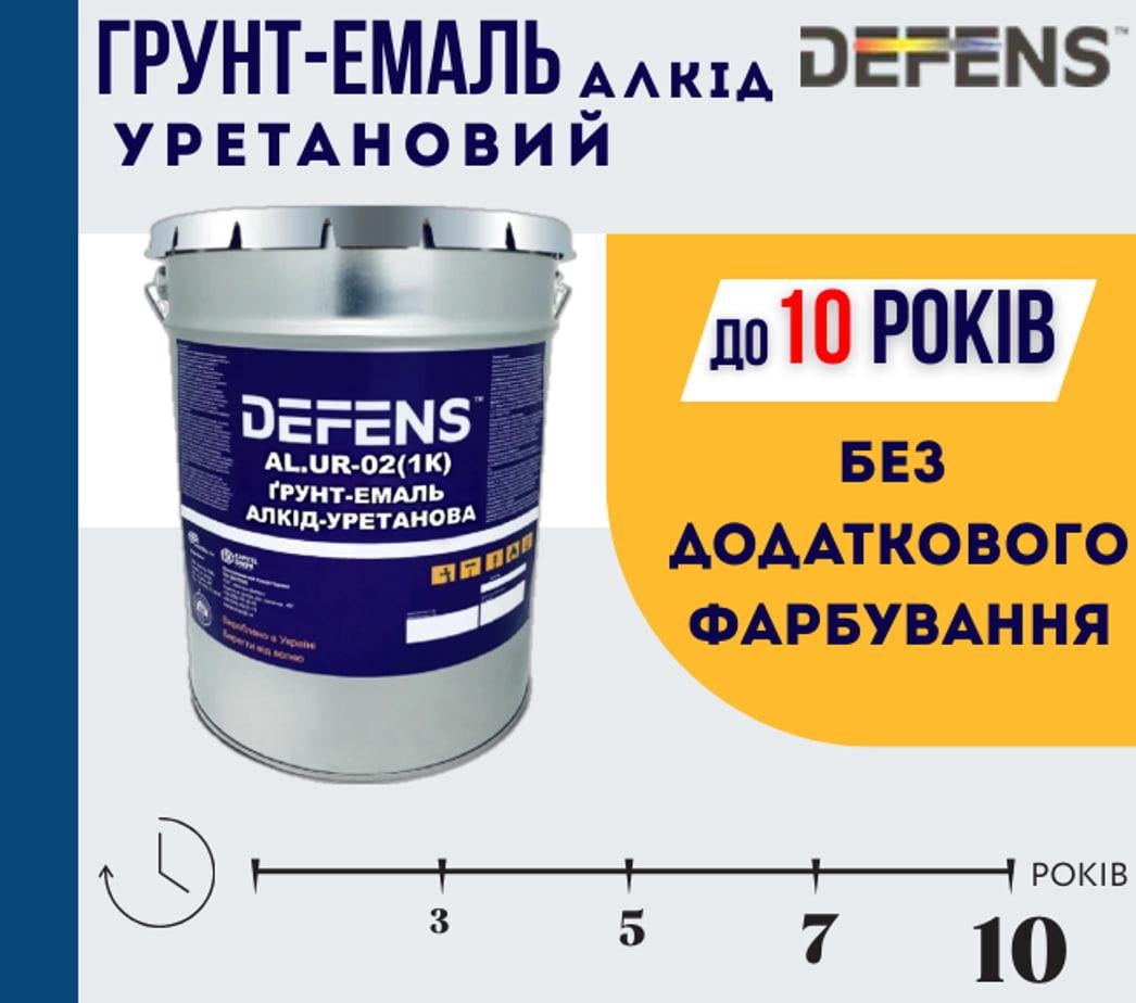 Эмаль-грунт алкид-уретановая Defens AL.UR-02 1K 25 кг однокомпонентная антикоррозионная - фото 2