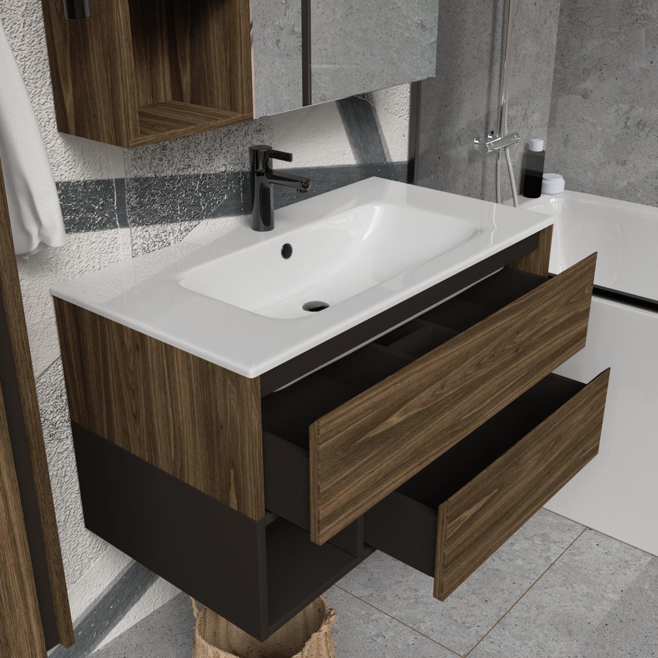 Тумба підвісна з раковиною MVK Vostok Craft 100 В2 1000х450х530 мм Дуб Бурбон (c2100br) - фото 3 Тумба підвісна з раковиною MVK Vostok Craft 100 В2 1000х450х530 мм Дуб Бурбон (c2100br) - фото 3