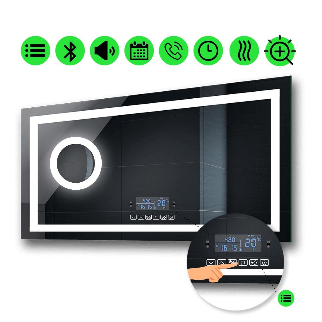 Зеркало Karnet LED с Smart-блоком и линзой с подсветкой и подогревом 80x70 см (13498377)