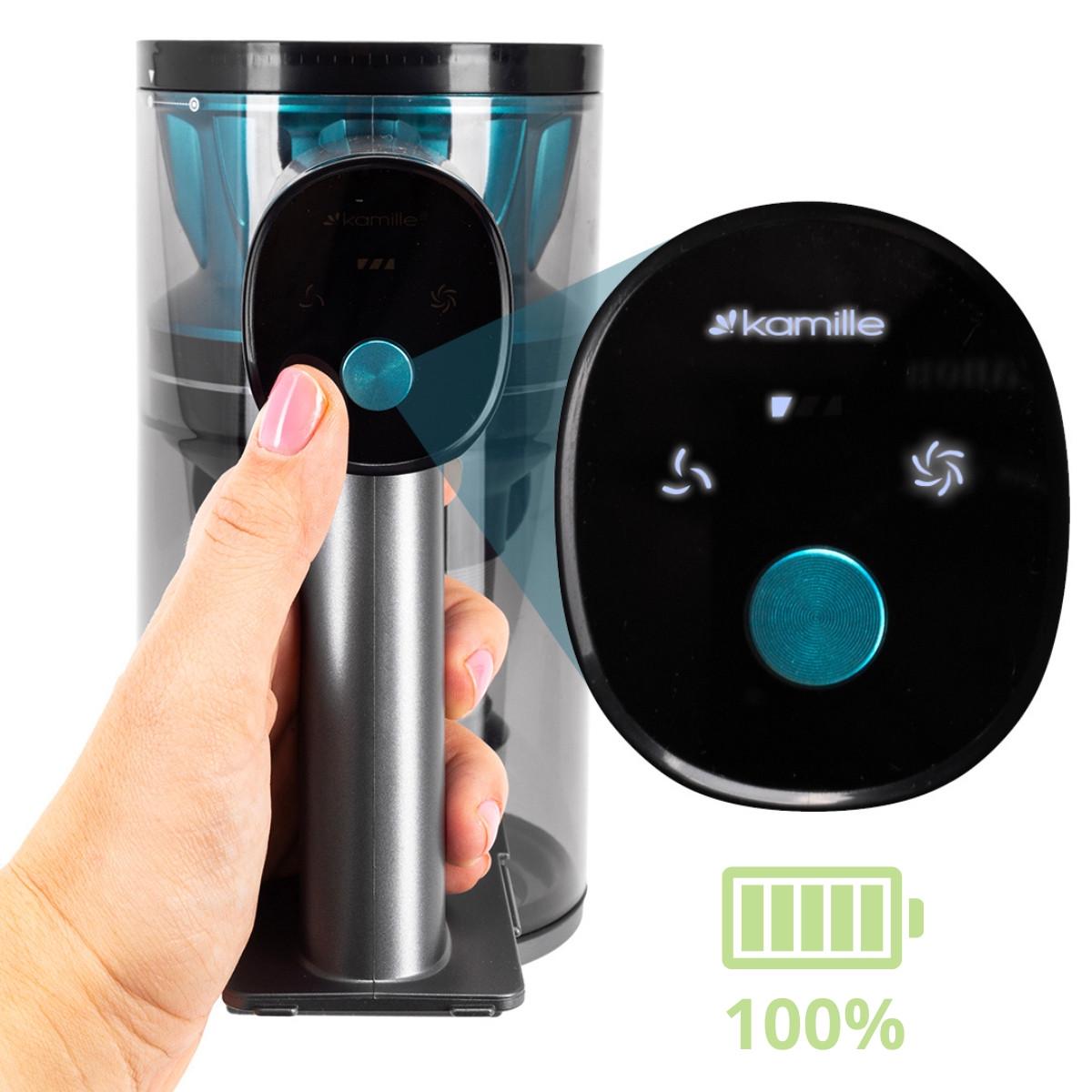 Пылесос беспроводной Kamille KM6902 вертикальный 2в1 120 Вт Серебристо-серый (106-84-6902) - фото 5 Пылесос беспроводной Kamille KM6902 вертикальный 2в1 120 Вт Серебристо-серый (106-84-6902) - фото 5