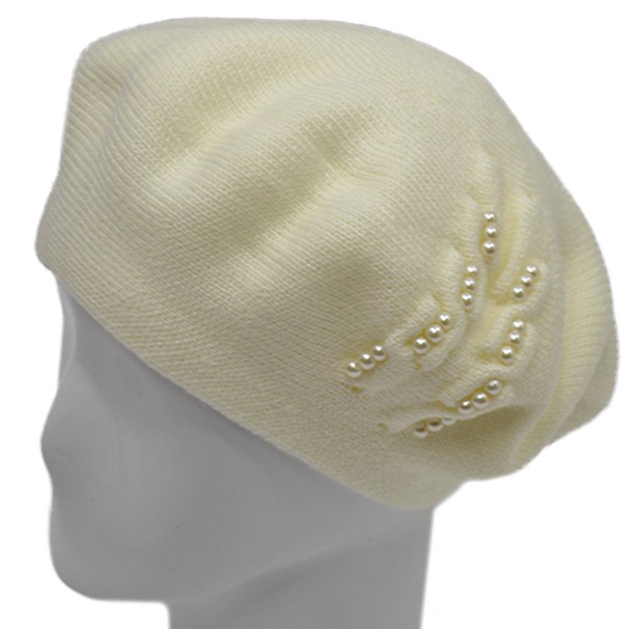 Берет женский Lirus Лейла двойной шерстяной р. 56-58 Молочный (68623)