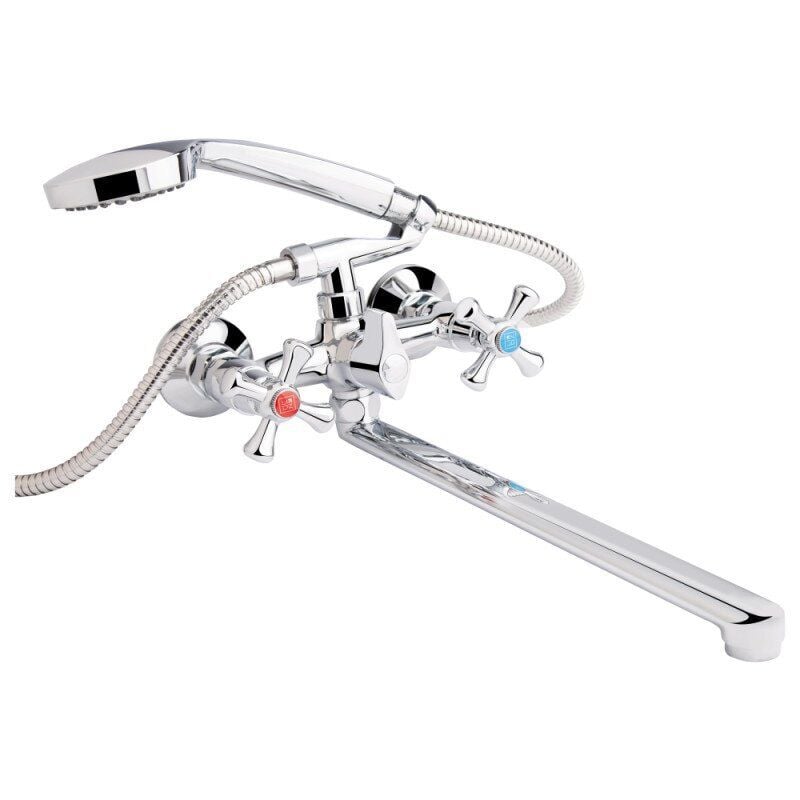 Змішувач для ванни Lidz 30 21 LIDZCRM302114100 двоважільний із довгим виливом Хром (61687)