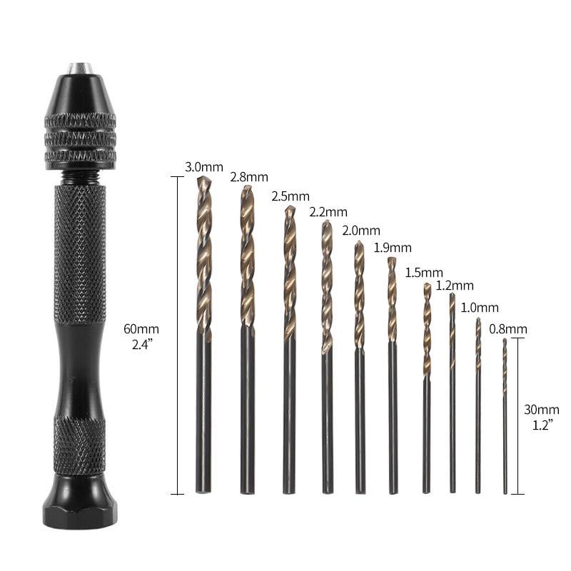 Дриль ручний з алюмінієвим корпусом і 10 свердлами Чорний (29428) - фото 7