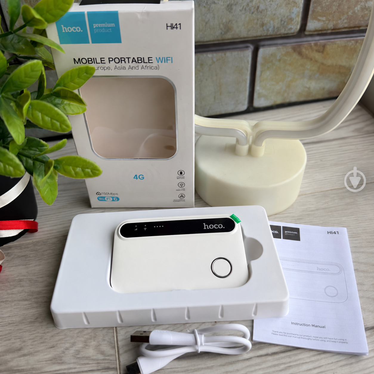 Wi-Fi роутер 4G портативный Hoco HI41 с SIM-картой Wi-Fi 6 150 Мбит портативный с аккумулятором 2100 mAh Белый (37791372)