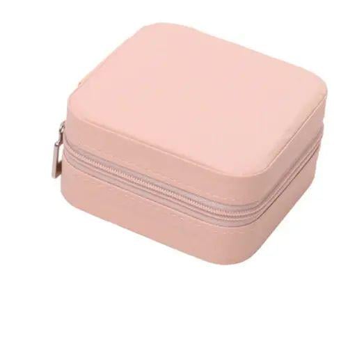 Органайзер-шкатулка для украшений 10х10х5 см с застежкой на молнии из искусственной кожи Розовый (opt-102904)