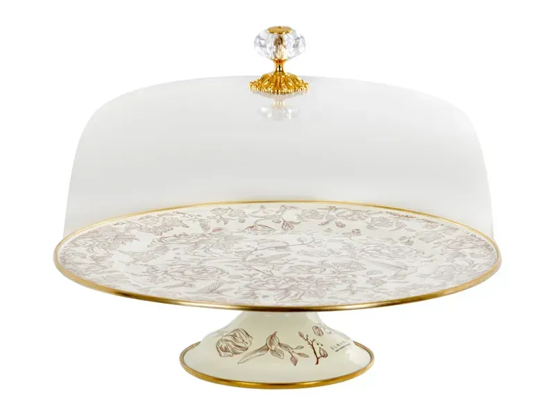 Тортівниця емальована з кришкою на ніжці 30 см