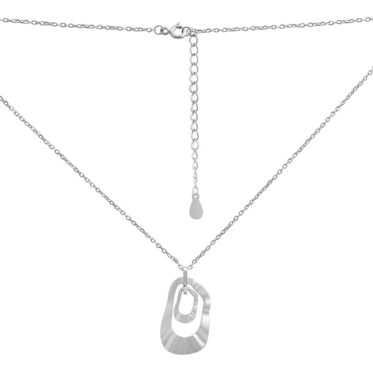 Колье серебряное с подвеской из двух асимметричных колец 45-50 см