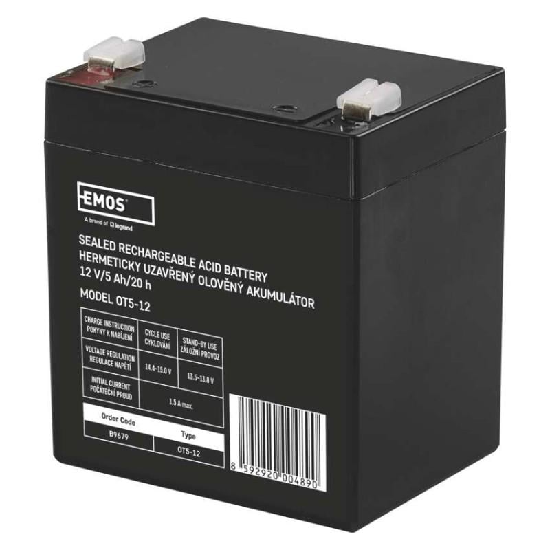 Батарея аккумуляторная Emos B9679 AGM 12V 5 Ah Fast 6,3 мм (37804733)