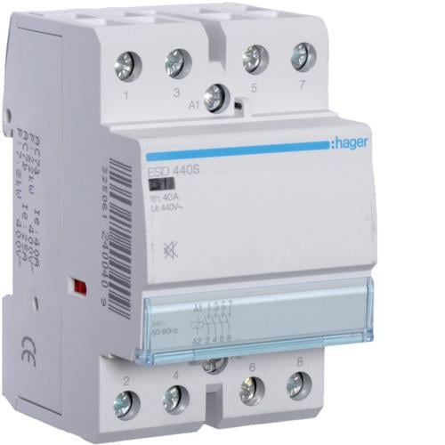 Контактор бесшумный Hager 40 A 4НВ 24 В (ESD440S)