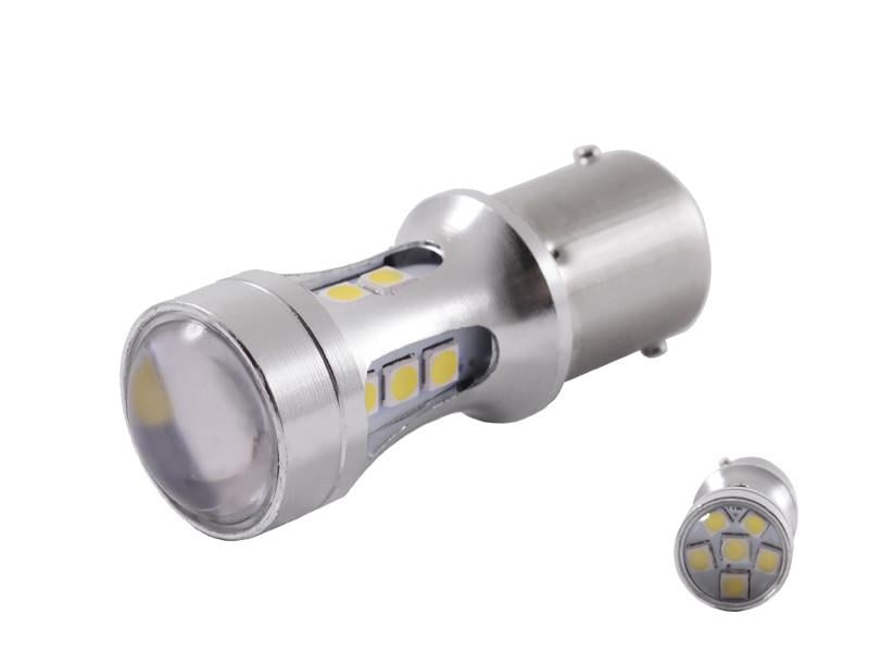 Автолампа светодиодная с линзой T25 P21W 1156 12 В SMD3030-18led Белый (2217)