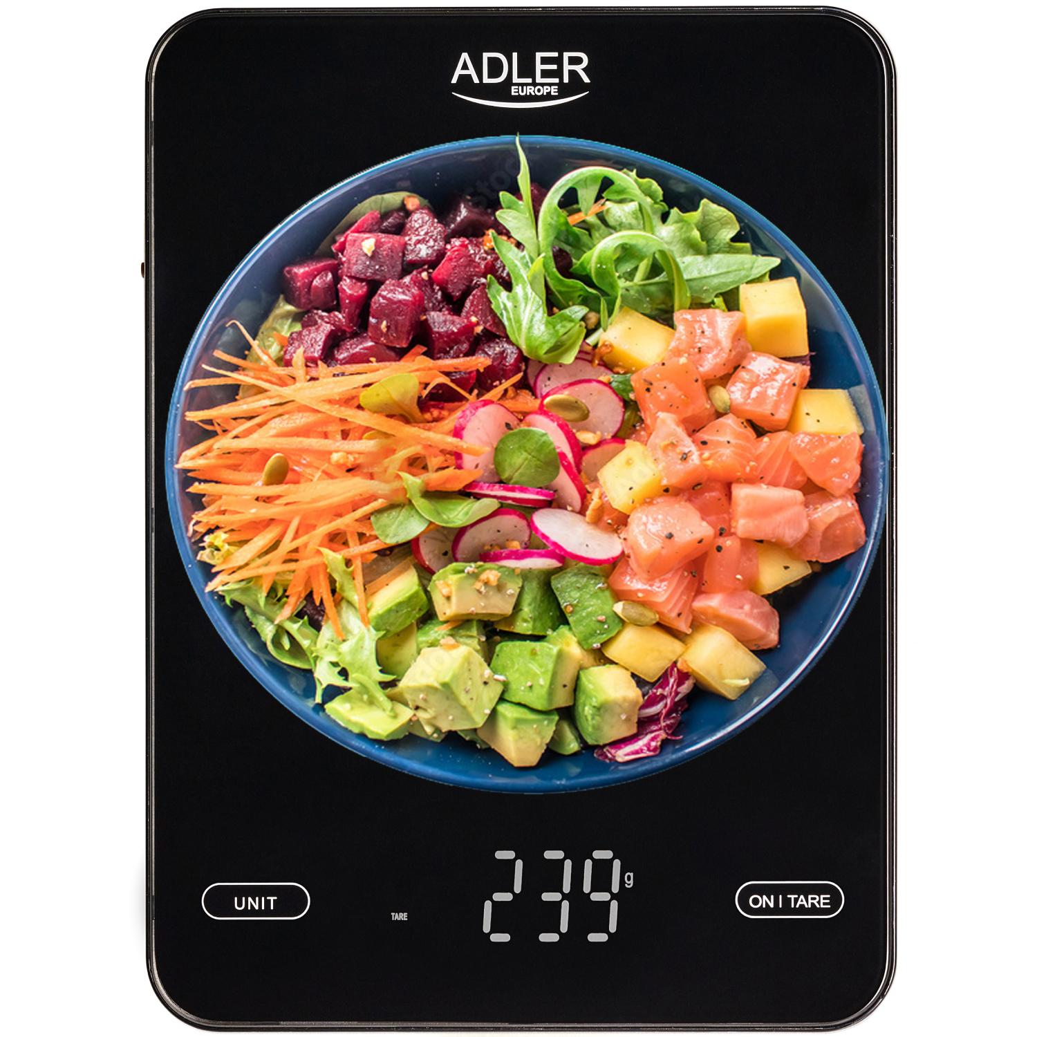 Ваги кухонні електронні Adler AD 3177 до 10 кг USB Type-C скляні з автовимкненням Black (CR3175B) - фото 6 Ваги кухонні електронні Adler AD 3177 до 10 кг USB Type-C скляні з автовимкненням Black (CR3175B) - фото 6