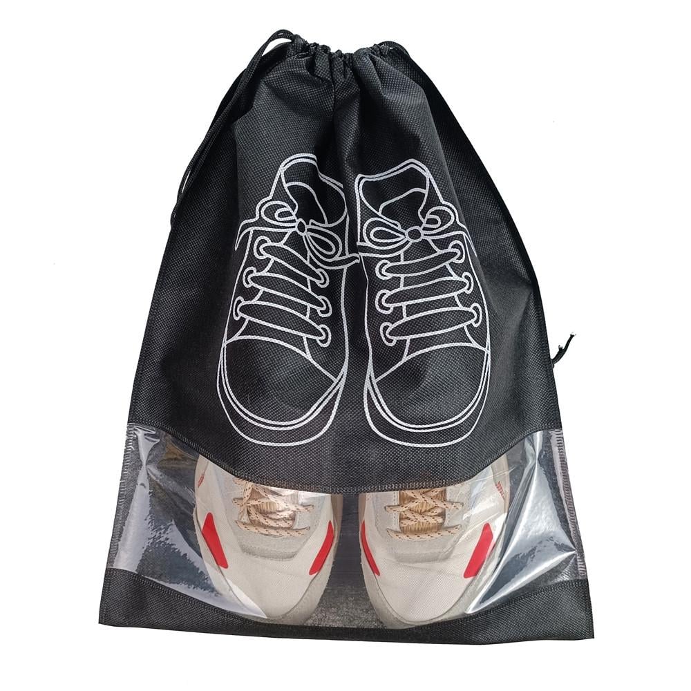 Чохол для зберігання та перевезення взуття на зав'язках з віконцем універсальний 45х34 см Чорний (C5722)