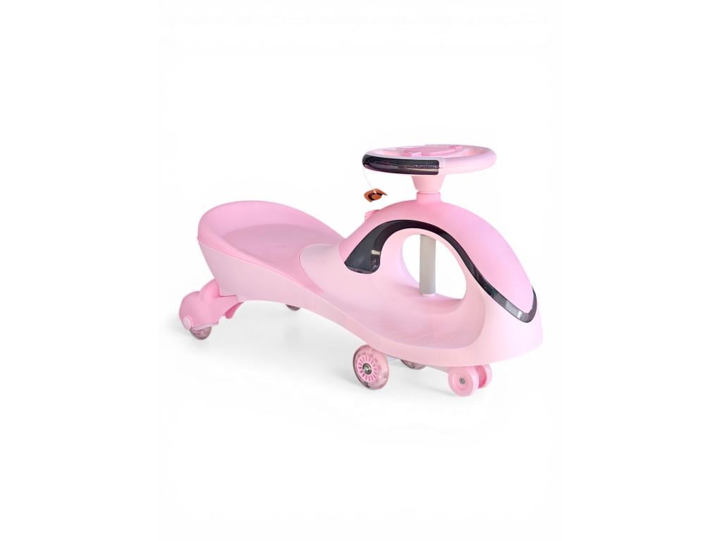 Бибикар детский Wigglecar 8098 инерционная машинка-каталка с LED-колесами/музыкой из пластика от 1 года Розовый (8098-2r-s)