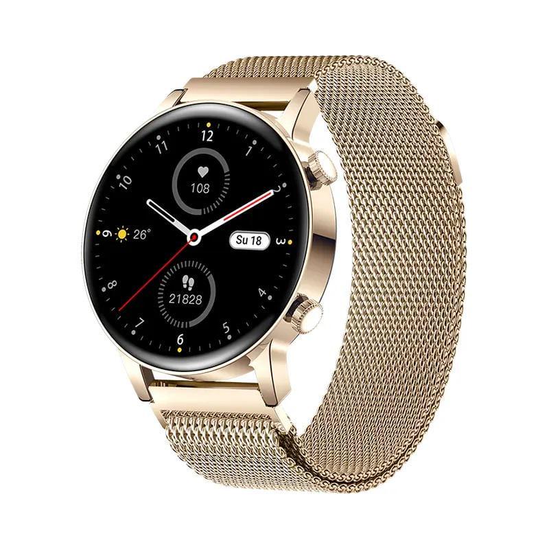 Смарт-часы женские Lemfo MK30 Gold с Amoled экраном