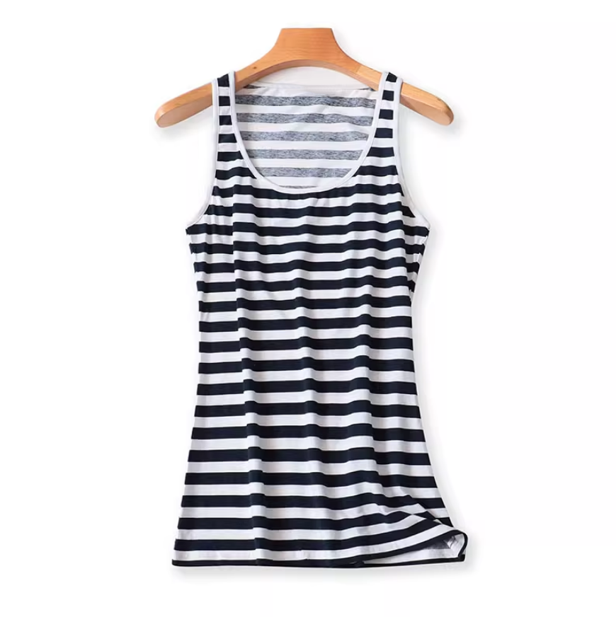 Майка жіноча Only бавовняна смугаста M Біло-чорний (K3-171-1588)