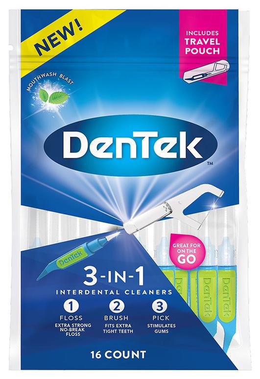 Межзубные очистители DenTek 3в1 с улучшенным фторидным покрытием 16 шт. (4349)