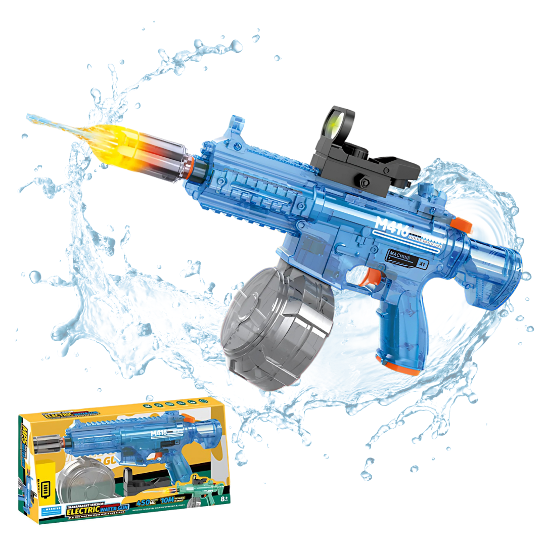 Пистолет для детей водный электрический M416 на аккумуляторе с подсветкой Синий Пистолет для детей водный электрический M416 на аккумуляторе с подсветкой Синий