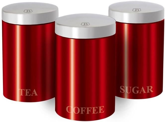 Набір банок Berlinger Haus Burgundy 3 шт. Ø 11х17,8 см з нержавіючої сталі (BH-1343)