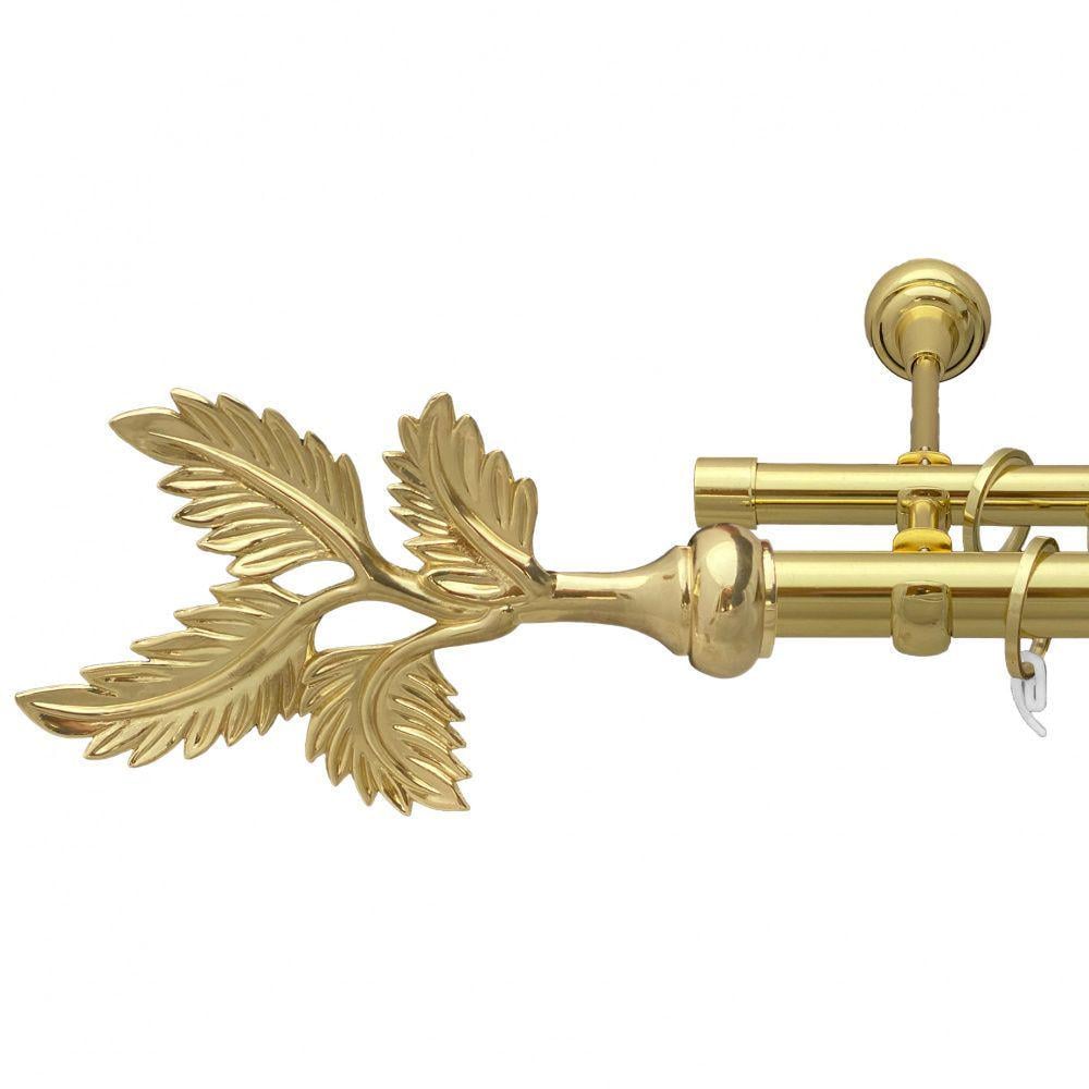 Карниз Orvit Папороть металевий дворядний відкритий гладка труба кільце фасонне металеве 25/19 мм 300 см Золото (7035578)