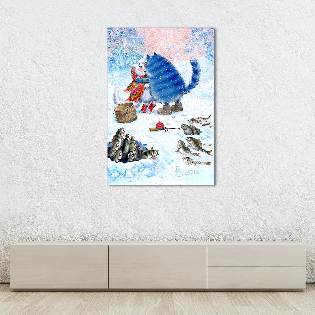 Модульная картина Любовь на рыбалке 1 модуль 80x120 см