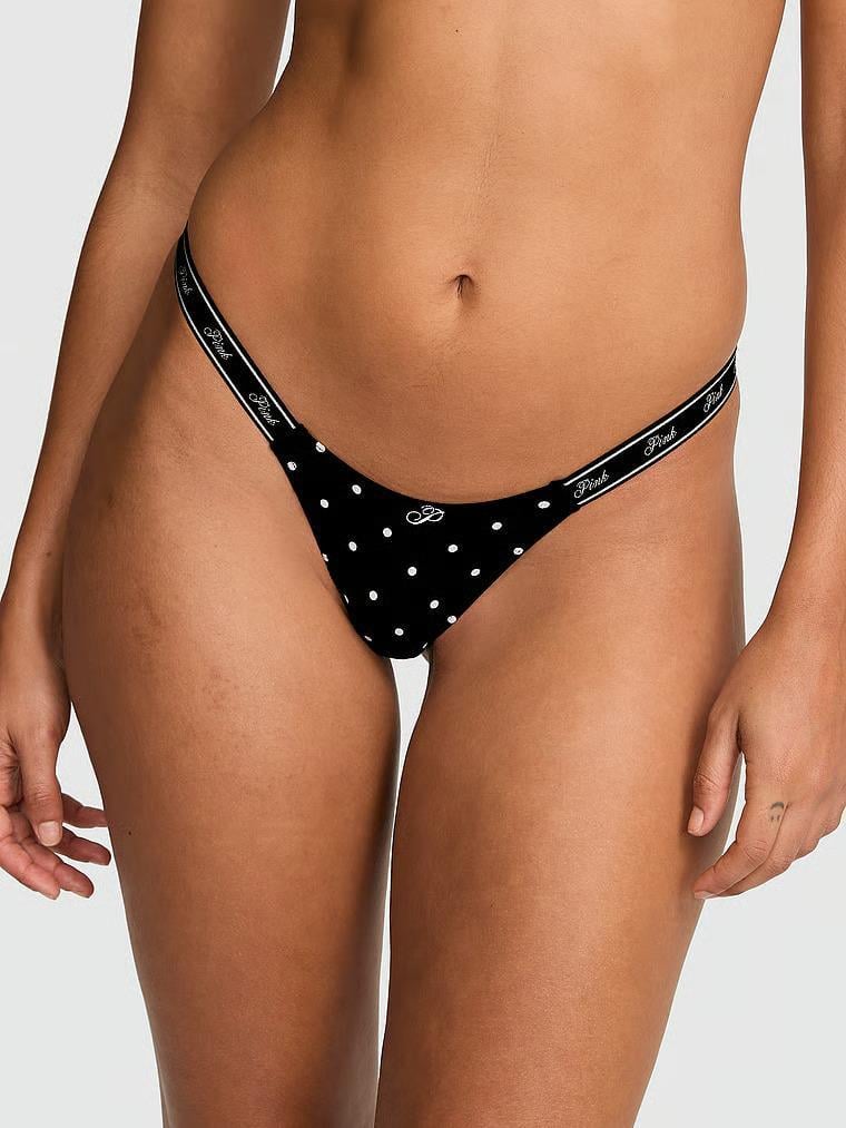Трусики Victoria's Secret Logo Teeny Thong Panty M Черный (27240577)